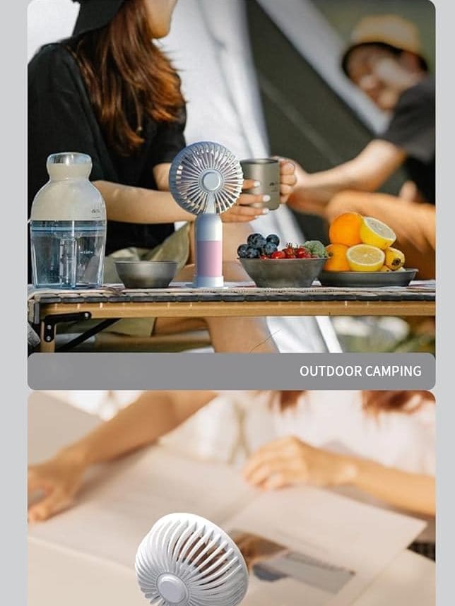 Mini Ventilador Portátil Silencioso Recarregável Mão/Mesa com Suporte de Celular.